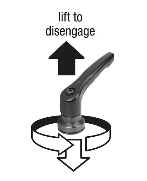 CLAMPING LEVER WITH CLAMP FORCE INTENSIF SIZE:4 M10X40, ZINC ORANGE RAL2004 PLASTIC-COATED, COMP:STAINLESS