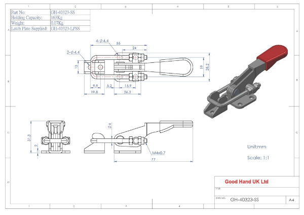 GH-40323-SS Stainless steel latch clamp