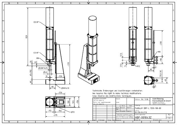 Pneumatic Press 13KN 100mm Stroke Dimension B 65-350mm