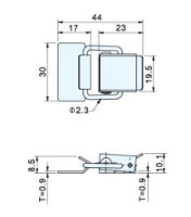 Toggle Latch & Catch Plate Steel Natural Finish Length 44mm