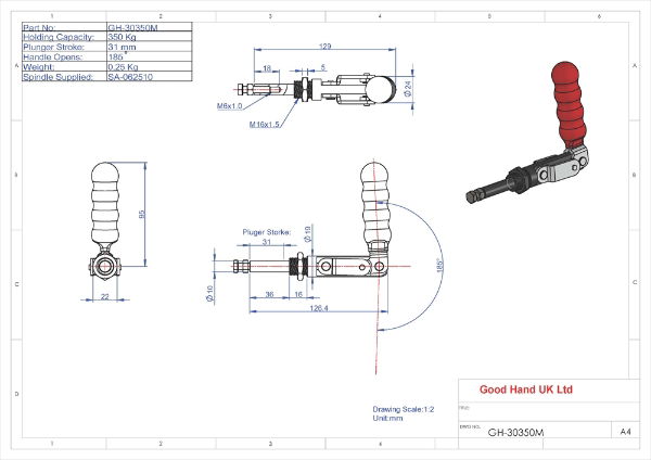 GH-30350M Push Pull Toggle Clamp 31mm Size 350kg