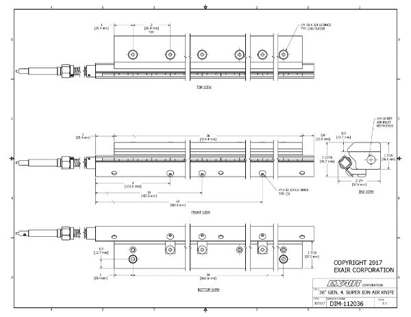 36" (914mm) Gen 4 Super Ionizing Air Knife With Power Supply