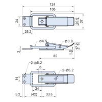 Zinc Plated In Line Toggle Latch With Catch Plate L=124mm