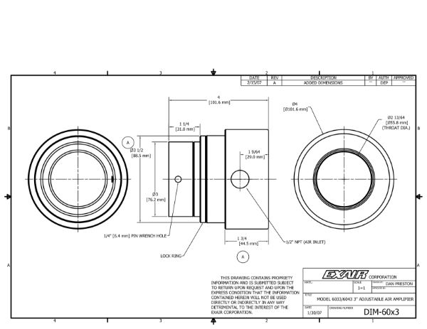 Adjustable Air Amplifier In Stainless Steel 56mm Bore