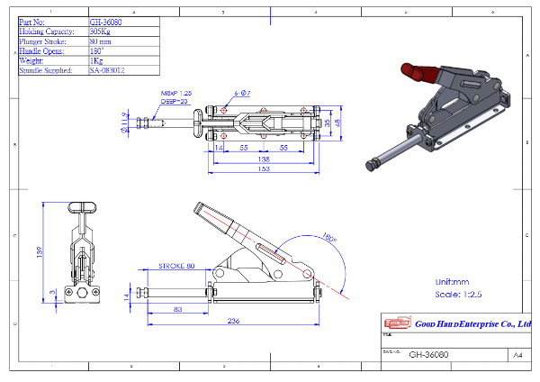 Toggle clamp drawing