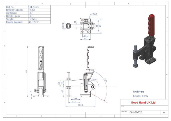 GH-70725 Heavy Duty Steel Toggle Clamp