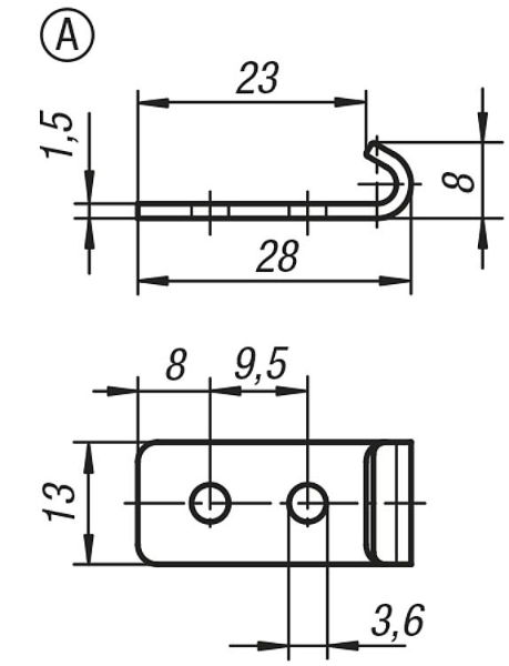 Stainless Steel Catch Plate Form A Dimensions