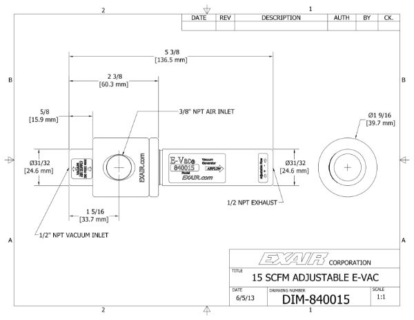 Adjustable E-Vac Only Porous & Non Porous Use 15.4 CFM