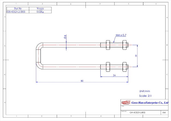 GH-40323-LUBSS stainless steel U bolt