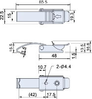 Stainless Steel Solid Arm Latch No Catch Plate L= 86mm