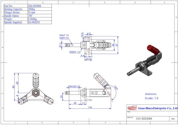 GH-30250 Push Pull Toggle Clamp 32mm Size 250Kg