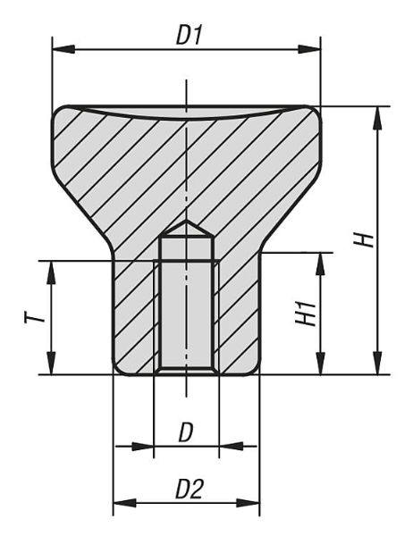 K0250 Mushroom Knobs in Stainless Steel Drawing