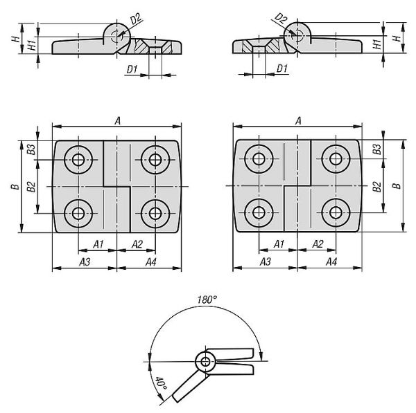 Hinges in Stainless Steel Drawing