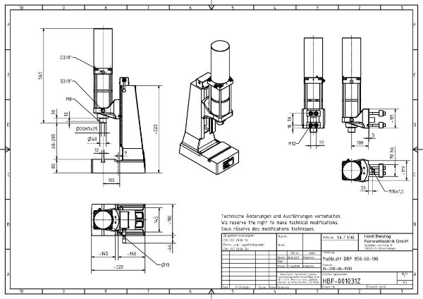 Pneumatic Press 8.5KN 60mm Stroke Dimension B 60-285mm