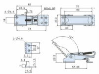 Stainless Steel Under Centre Latch With Catch Plate L=79mm