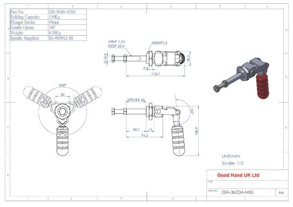 GH-36204-MSS Stainless Steel Push Pull Toggle Clamp