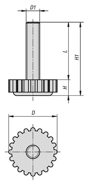 Levelling feet with knurled base