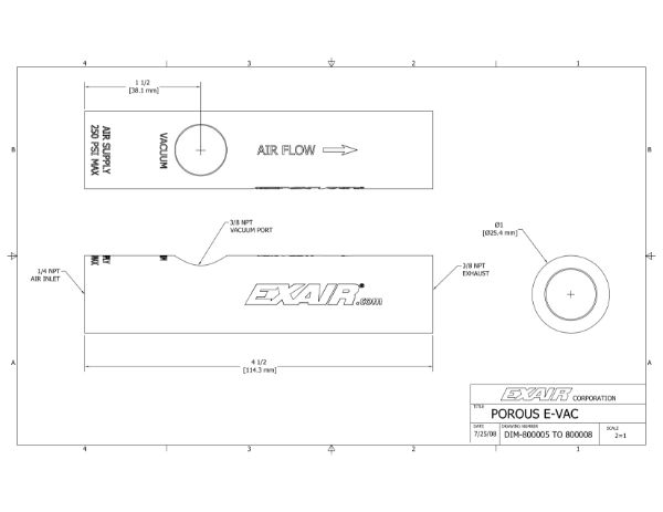 In Line E Vac Only For Porous Applications 5.4 CFM