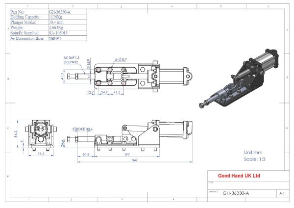 GH-36330-A pneumatic clamp 1136Kg