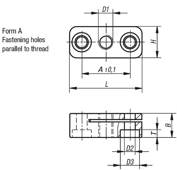 Mounting bracket aluminium Form A Drawing