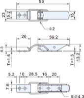 Stainless Steel 304 Spring Toggle Latch L=98mm CS-22