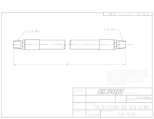 457mm Stay Set Hose 1/4 Male Both Ends