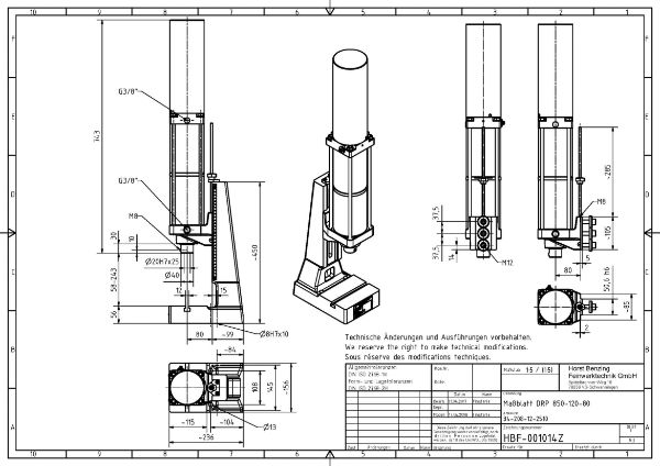 Pneumatic Press 8.5KN 120mm Stroke Dimension B 58-243mm