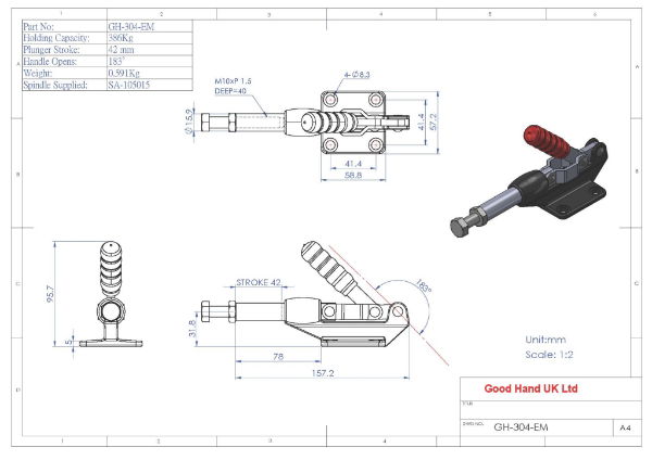 GH-304-EM Push Pull Toggle Clamp 42mm Size 386Kg