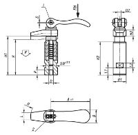 HOOK CLAMP W. COLLAR, WITH CAM LEVER, M10, D1=25, P=10, CARBON STEEL 