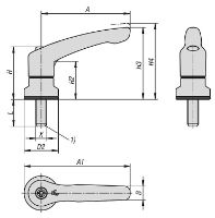 CLAMPING LEVER WITH CLAMP FORCE INTENSIF SIZE:4 M10X40, ZINC ORANGE RAL2004 PLASTIC-COATED, COMP:STAINLESS