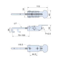 Zinc Plated Adjustable Hook Toggle Latch L=70-100mm