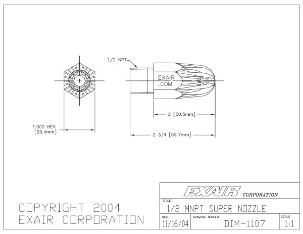 Super Air Nozzle In Zinc Alloy 1/2" BSP Force 1497g