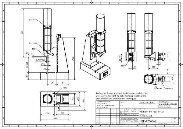 Pneumatic Press 13KN 60mm Stroke Dimension B 70-325mm