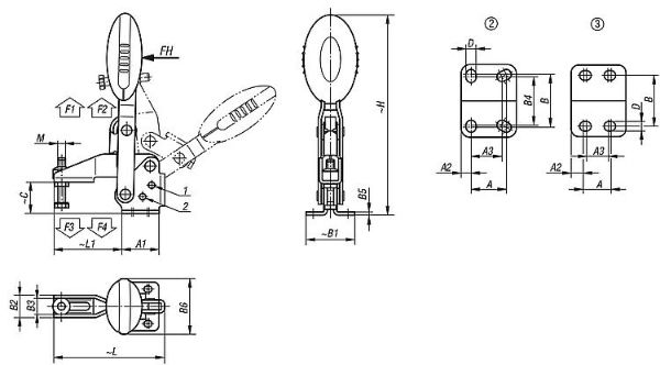 Vertical Toggle clamp WIth Lock Stainless Steel Drawing