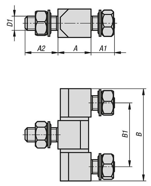 Block hinges with fastening nuts