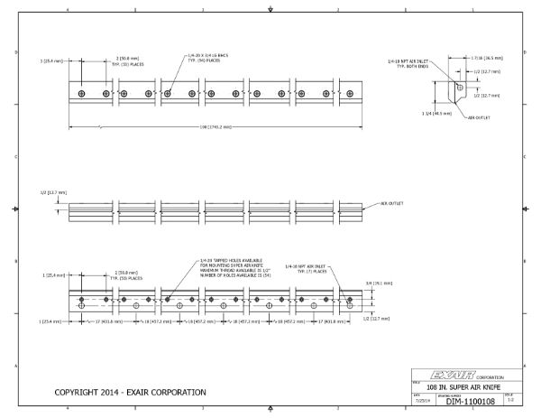 108" Super Air Knife Kit With Plumbing Kit Installed