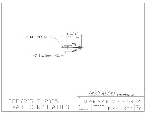 Stainless Steel Mini Super Air Nozzle, 1/8 BSP