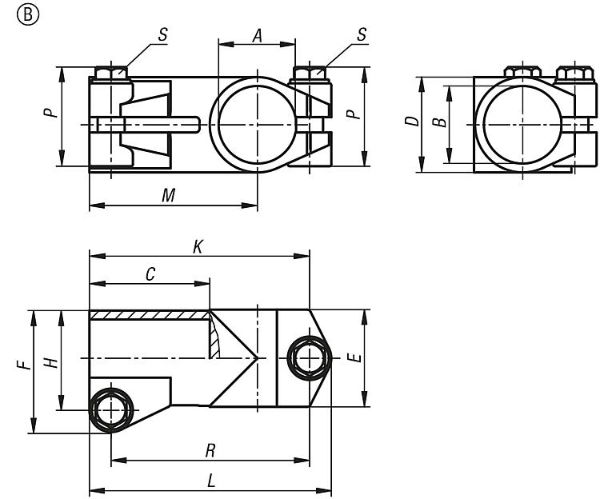 K0475 Tube Clamps Form B Drawing