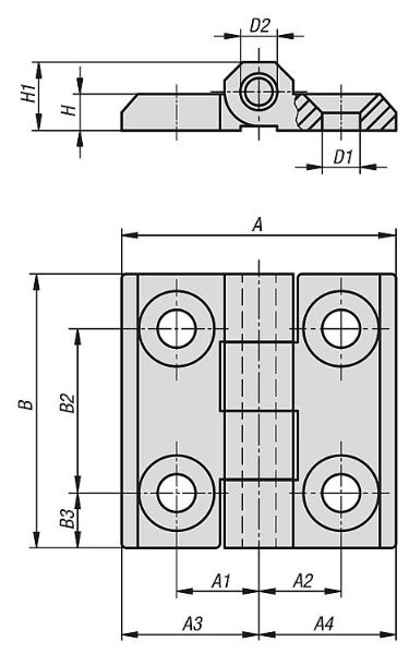 Hinges in Stainless Steel Drawing