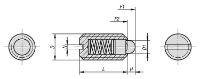 Stainless Steel Spring Plunger with Standard Spring Force D=M08 L=16, Good Hand UK, Technical Drawing