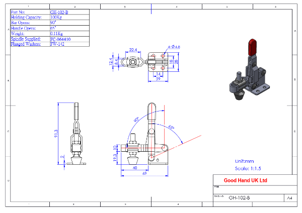 GH-102-B  Vertical Toggle Clamp