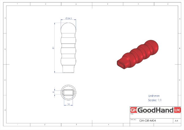 Red PVC Grip to suit 14x6mm bar