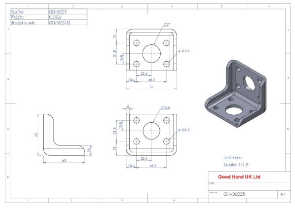 gh-36225 Mounting Bracket for GH-36224M Toggle Clamp