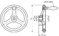 Handwheels DIN 950 grey cast iron, with fixed grip Drawing