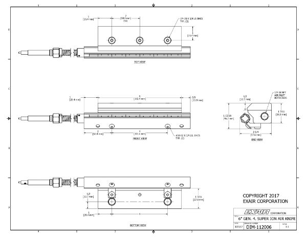 6" (152mm) Gen 4 Super Ionizing Air Knife With Power Supply