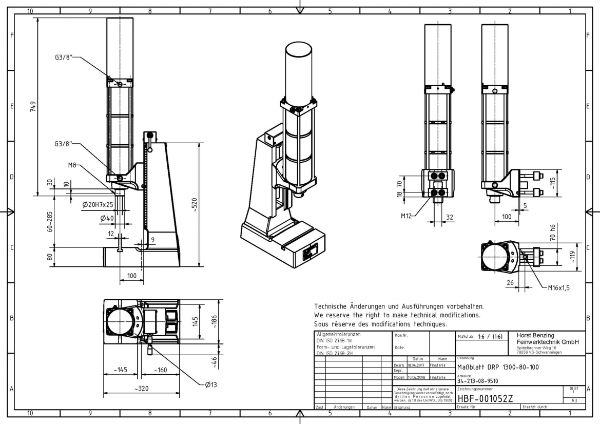 Pneumatic Press 13KN 80mm Stroke Dimension B 60-285mm