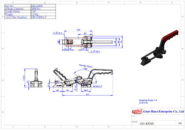 Heavy Duty Latch Clamp Size 2000Kg