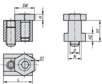 Cam screws with hexagon washer, for T-slots