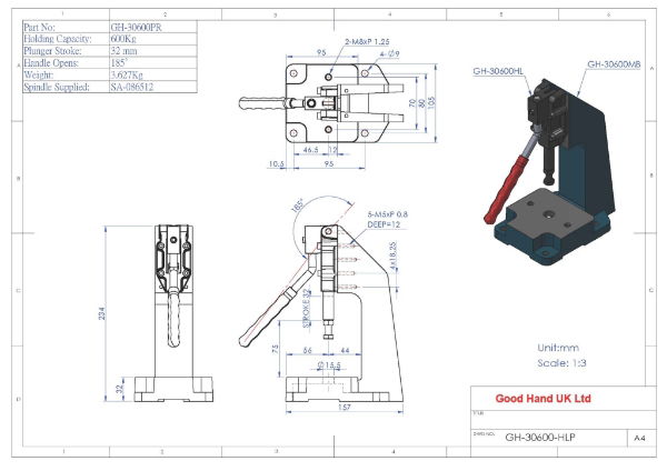 GH-30600PR 600Kg toggle press 32mm travel