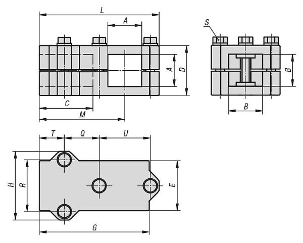 Tube clamps T-angle aluminium